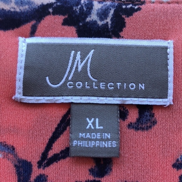 JM Collection XL Coral W Blue Top Pit to Pit 23 3/4” Exc Condition - Picture 4 of 11
